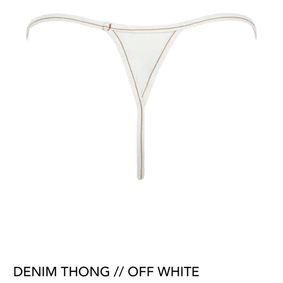 Nwt Laina Rauma sz S/M Stretch Soft Denim Thong Off-White Jeans Gold Stitching - Picture 4 of 12